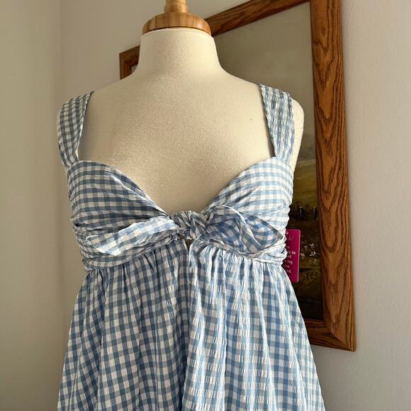 Nwt blue white gingham maxi dress - Picture 4 of 7